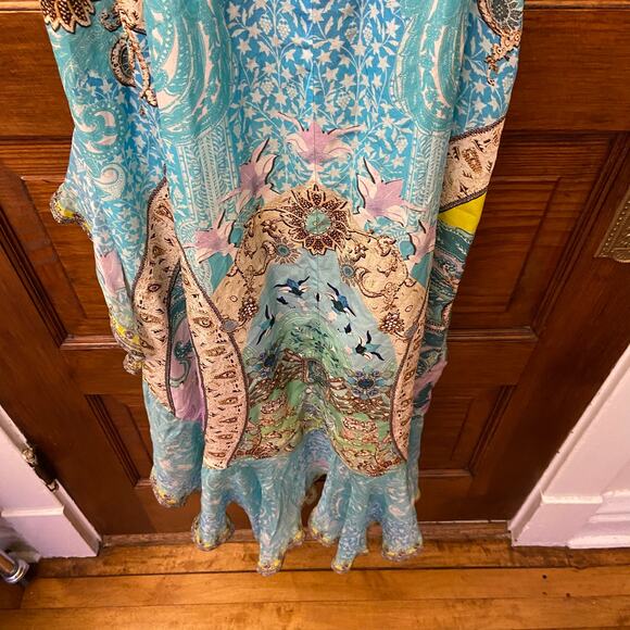 Camilla Long Wrap Dress w/ Frill Turn Back Time size XS Blue $749 NWT's - Picture 11 of 16